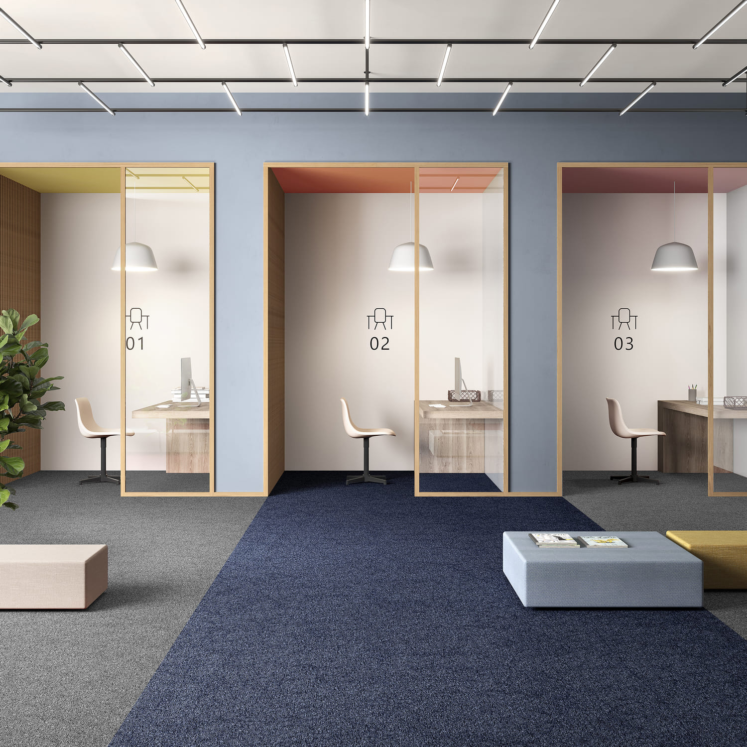 Ковровая плитка Associated Weavers Medusa Tile цвет 77 Royale 500×500×5,4 фото в интерьере